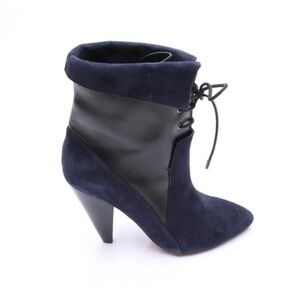 VERONICA BEARD Hawthorne Leather Suede Navy Black Lace Up Ankle Boots Size 37.5